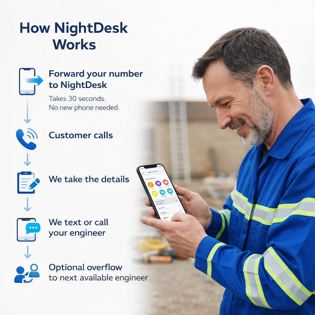 Tradesperson receiving job notifications