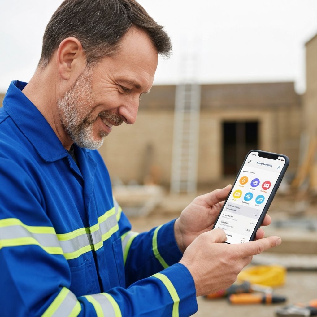 Tradesperson receiving job notifications